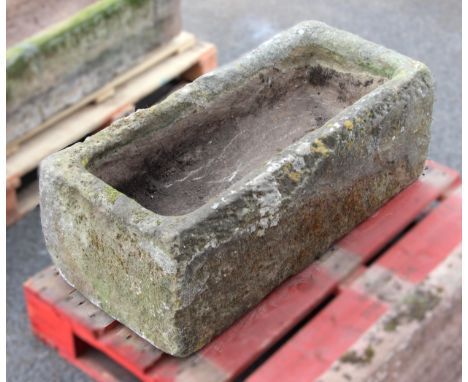 A rectangular sandstone trough, 33cm H x 85cm W x 36cm D