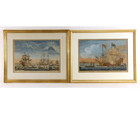 After Thomas Baston (British, 18th century)'The Greenland Or Whale Fishery',Hand coloured engraving on paper engraved by Elis