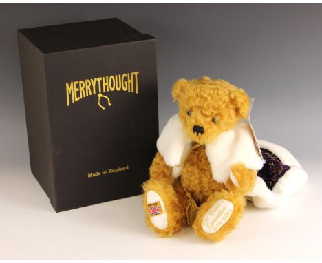 A limited edition Merrythought 'Queen's Coronation Commemorative Teddy Bear', numbered 91 of 120, 39cm high, in original box 