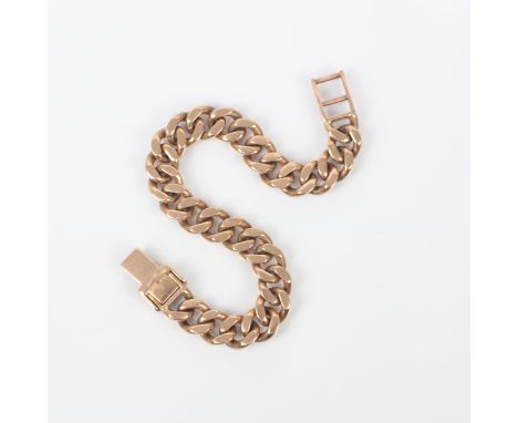 A late 20th century 9ct rose gold bracelet, the curb link bracelet with ladder snap clasp, hallmarked indistinctly, 20cm long