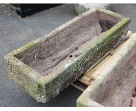 A rectangular sandstone trough, 20cm H x 127cm W x 45cm D