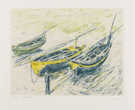 Claude Monet (1840-1926) and George Thornley (1857-1935)Trois Barques sur la Grève (Lugt 225d)Lithograph printed in colours, 