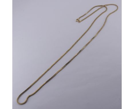 An 18ct yellow gold snake link Necklace, with bolt ring clasp, 70cm long, 11.8g.