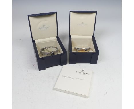 A cased Maurice Lacroix Intuition bangle bi-metal lady's bracelet Wristwatch, ref. IN3012, serial no. AH99890, quartz, 20mm, 