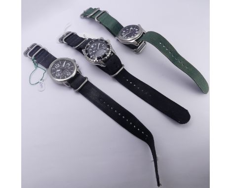 A Citizen Eco-Drive WR 200 stainless steel Wristwatch, ref. E111-S039983, together with an Eco-Drive WR 100, and a Casio quar