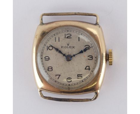 A 9ct yellow gold Rolex Wristwatch,&nbsp;the signed silvered dial with Arabic numerals, 15-rubies manual wind movement, the c