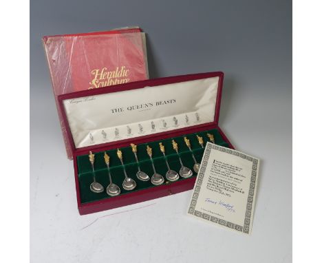 A cased set of ten silver 'Queen's Beasts' Spoons,by William Comyns &amp; Sons Ltd. (Richard Comyns), hallmarked London 1973,