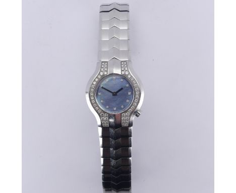 A lady's Tag Heuer Alter Ego stainless steel quartz Wristwatch, ref. WP131F, with mother of pearl dial and diamond hour marke