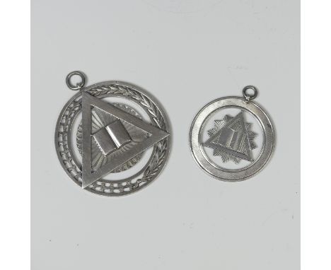 Masonic Interest; Two 19thC Royal Arch Chapter Past 3rd Principles Collar Jewels, the smaller hallmarked silver for Birmingha