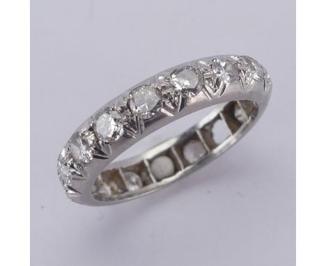 A diamond Eternity Ring, each circular stone approx. 0.08ct, twelve present, five missing, unmarked, tested as platinum, Size