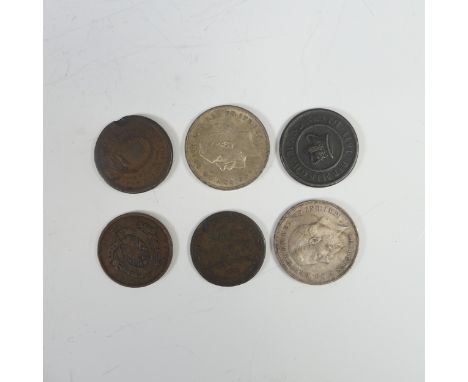 Four early 19thC One Penny Tokens; 'Payable at the Cotton Works Newcastle, 1813,&nbsp; 'Payable at the Cambrian Pottery Swans