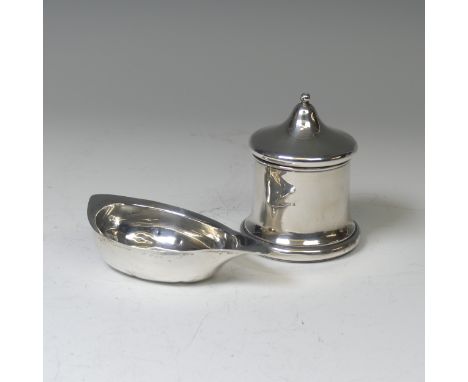 A George III silver Pap Boat, hallmarked London 1807, makers mark rubbed, 12.5cm long, together with an Edwardian silver tea 