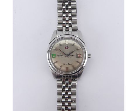 A vintage Rado 'Green horse' stainless steel Wristwatch, with branded manual wind 30-jewels movement,&nbsp;34mm wide, on bran