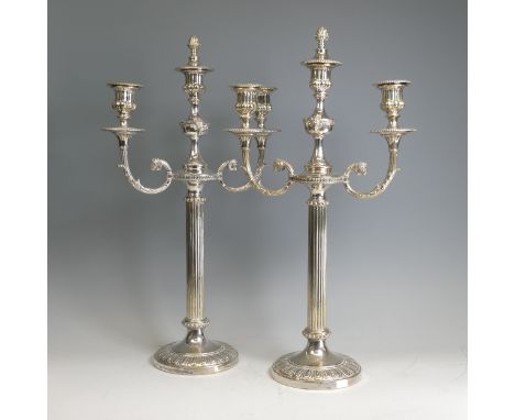 A pair of silver plated Candelabra, 56cm high&nbsp; (2)