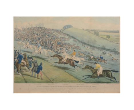 After Charles Hunt, Northampton Grand National Steeplechase, 1840, hand-coloured lithograph, published 1841, visible, 36cm x 