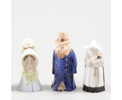 Royal Worcester candle snuffers, Budge, The Abbess, Mr Caudle, French Cook, Girl with Muff, Policeman, Boy with Boater, Old L
