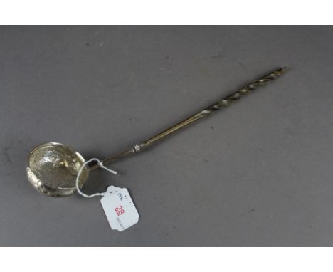 Georgian white metal punch/toddy ladle (damage to whalebone handle)