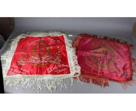 Two First World War embroider "Souvenirs of Egypt" both dated 1916 and bearing the crest of the Military Police.