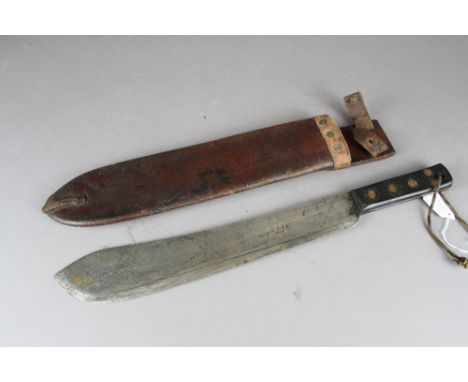 A Second World War machete and scabbard, marked to blade with Broad arrow, J.J.B 1943. 