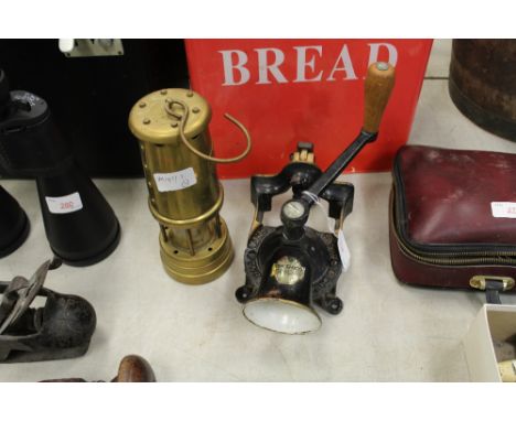 Reproduction miners lamp & coffee mill