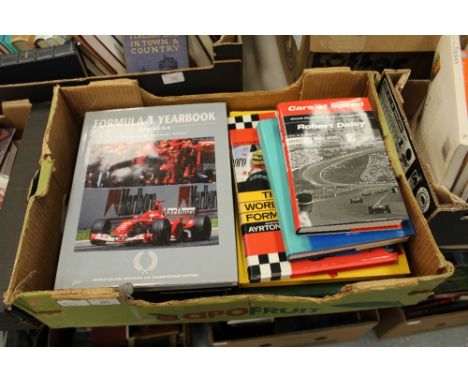 Box of grand prix year books inc signed 'Wilkie' Wilkinson