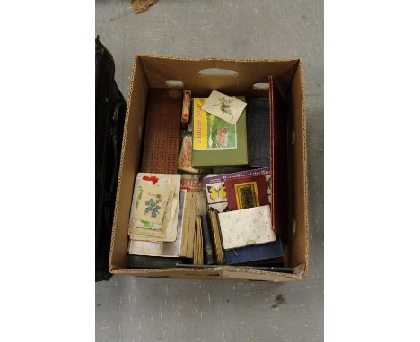 Box of books, autographs, cigarette cards & games