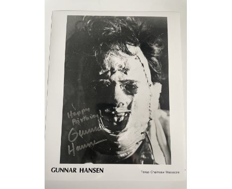 Gunnar Hansen Texas Chainsaw Massacre Actor 10x8 inch signed photo. Good condition. All autographs are genuine hand signed an