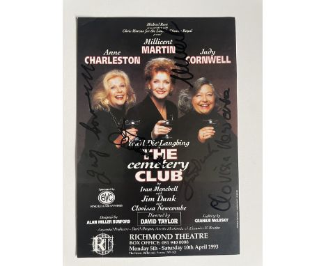 Annie Charleston, Millicent Martin, Jody Cornwell The Cemetery Club Cast Members signed theatre leaflet. Good condition. All 