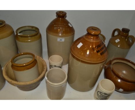 Brown Saltglazed stoneware - flagons, some inscribed R Orme, Bakewell;  jars;  etc