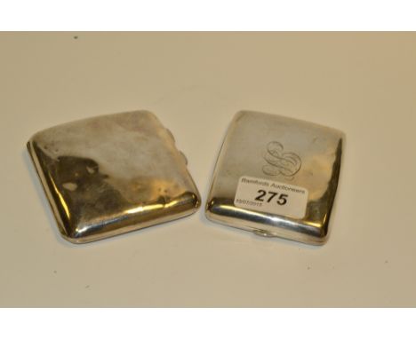 A silver bowed rectangular cigarette case;  another, 6oz(2)