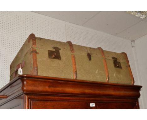 Vintage Luggage - an early 20th century canvas covered travelling trunk