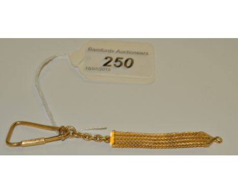 An 18ct gold key ring, with meshwork suspension,  marked 750, 9.7g 