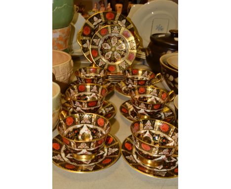 A  set of six Abbeydale Chrysanthemum pattern teacups and saucers,side plates and sandwich plate  printed mark 
