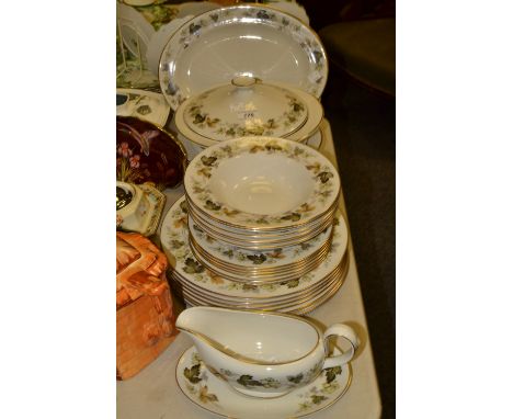 A Royal Doulton Larchmont pattern dinner service, TC 1019, comprising oval meat plate, a pair of covered serving dishes, sauc