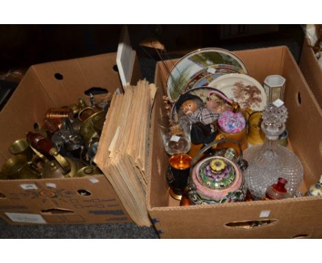Household - metalware, including keys, casters;  horse brasses; glassware;  Newhall biscuit barrel;  collectors plates;  scen