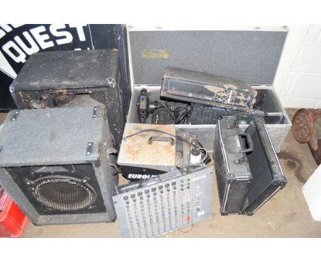 DJ/ENTERTAINMENT INTEREST - MIXED LOT COMPRISING STAGELINE 500W AMPLIFIER, STUDIOMASTER DIAMOND 8/2 MIXER, EUROLITE-NB-40 DRY