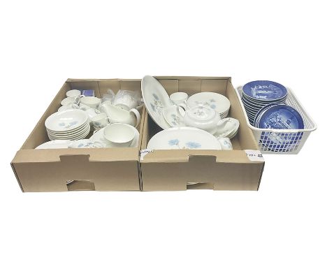 Wedgwood Ice Rose pattern part tea and dinner service, together with Royal Copenhagen Christmas plates, in three boxes 