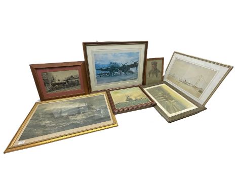 Charles Napier Hemy photogravure, Robert Taylor 'Operations' signed print, naval oil on canvas, German watercolour of an offi