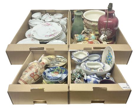 Tea service decorated with roses, together with Victorian and later ceramics etc, in four boxes