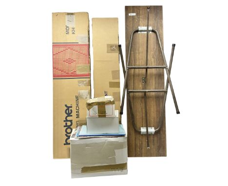 Brother knitting machine model KH-881, ribbing attachment model KR-850 and cone winder, all boxed