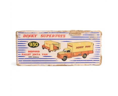 Dinky Toys Bedford Pallet Jekta Van no 930, two tone yellow body with red 'Dinky Toys' lettering, in original box with two or