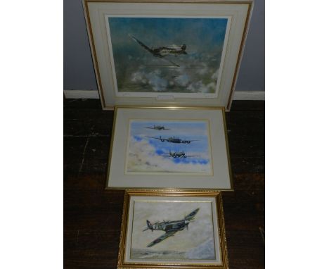 Allan Fearnley, First Operational Combat, lithograph, signed in pencil by both artist and Squadron Leader J H Lacy, 45 x 54cm