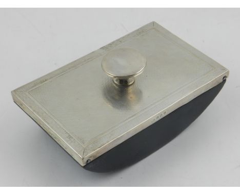 A silver blotter, with oblong engine turned mount having Greek key border, hallmarked Birmingham 1931, by Saunders & Mackenzi