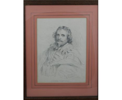 After Anthony van Dyke, A Portrait of Daniel Mytens, pencil drawing. H: 26cm W: 20cm