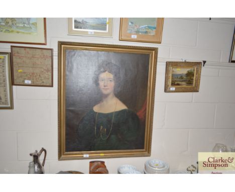 A gilt framed oil on canvas, portrait study, unsigned 