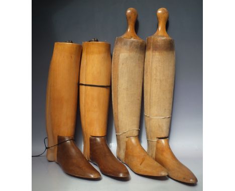 TWO SETS OF VINTAGE WOODEN BOOT TREES