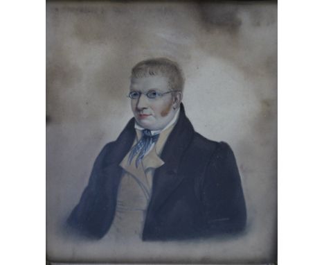ENGLISH SCHOOL (XX). Portrait of gentleman, watercolour, gilt framed and glazed, 17.5 x 14.5 cm