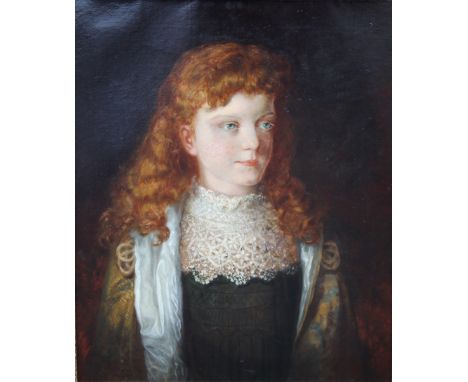 I. DISONOA. A 19th century portrait study of a Pre-Raphaelite style auburn haired beauty, signed lower left and dated 1892, o