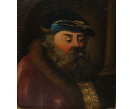 CONTINENTAL SCHOOL (LATE 18/EARLY 19TH CENTURY), Portrait of a bearded man, oil on board, gilt framed, 17 x 14.5 cm