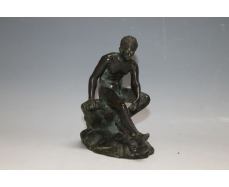 A BRONZE TYPE BUST OF A SEATED HERMES, H 11.5 cm